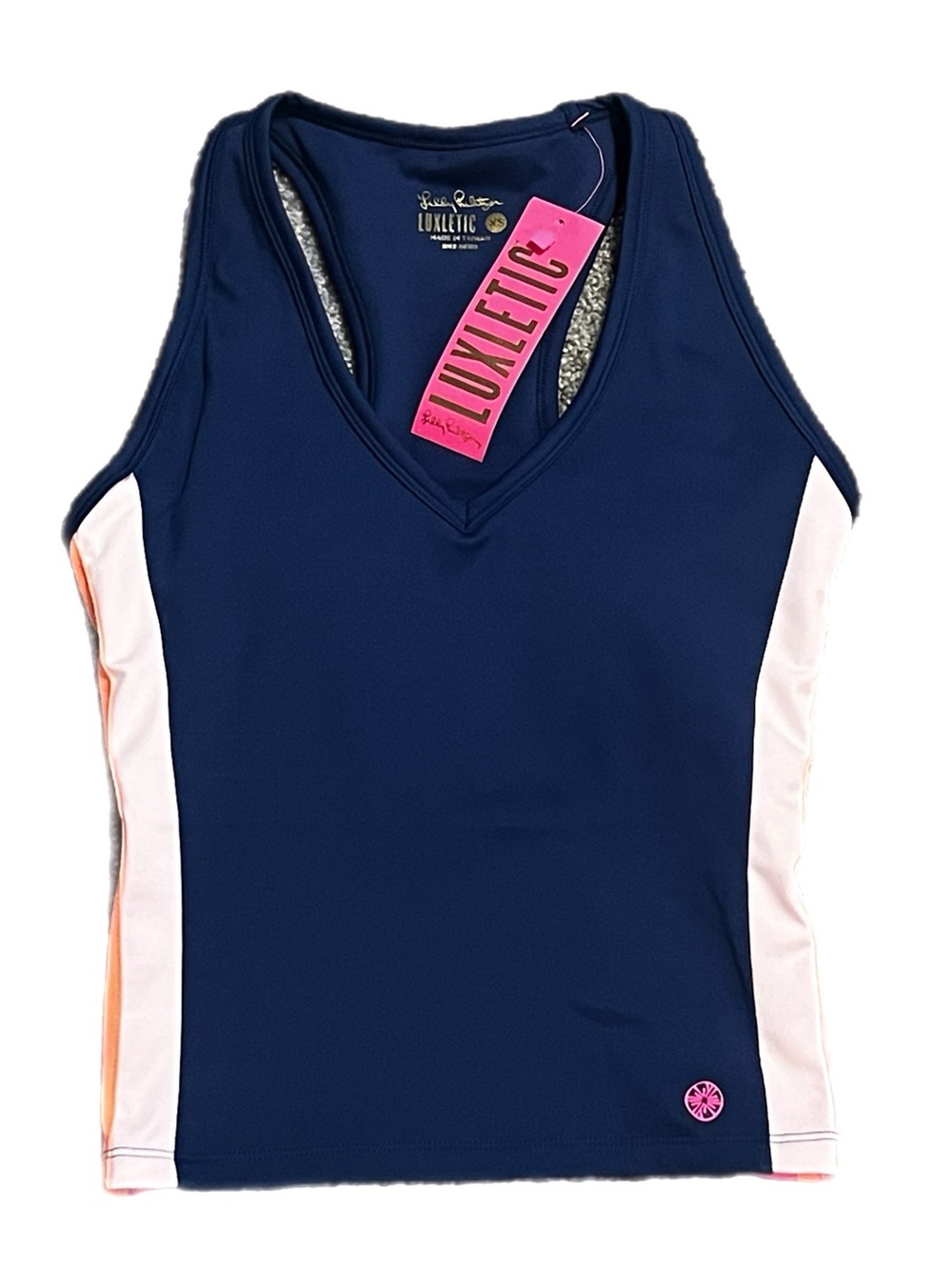 NWT Lilly Pulitzer Luxletic UPF 50+ Navy Built-In Shelf Bra Tank Top